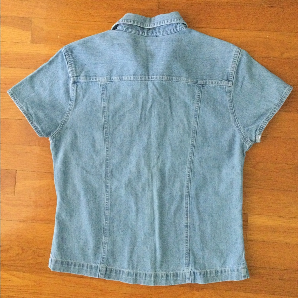 Old Navy denim button short sleeve top, size S - Picture 2 of 11